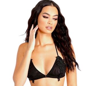 YOUMITA Floral Beauty Mesh Bralette - Black Sz: M/L